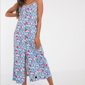 ASOS blue floral print midi dress